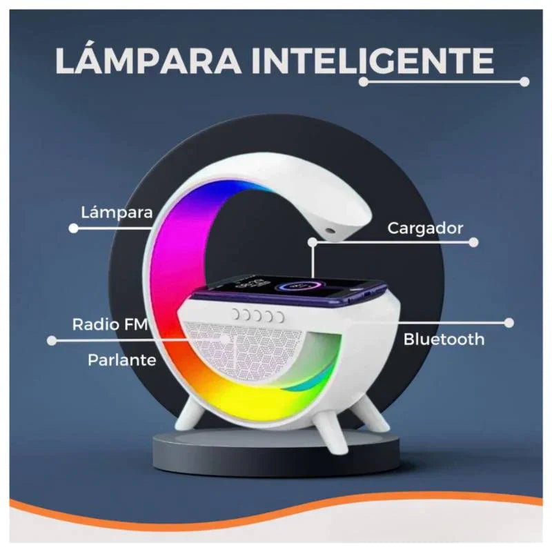 ⭐ Lámpara Multifuncional 5 en 1 con Cargador Inalámbrico y Parlante Bluetooth